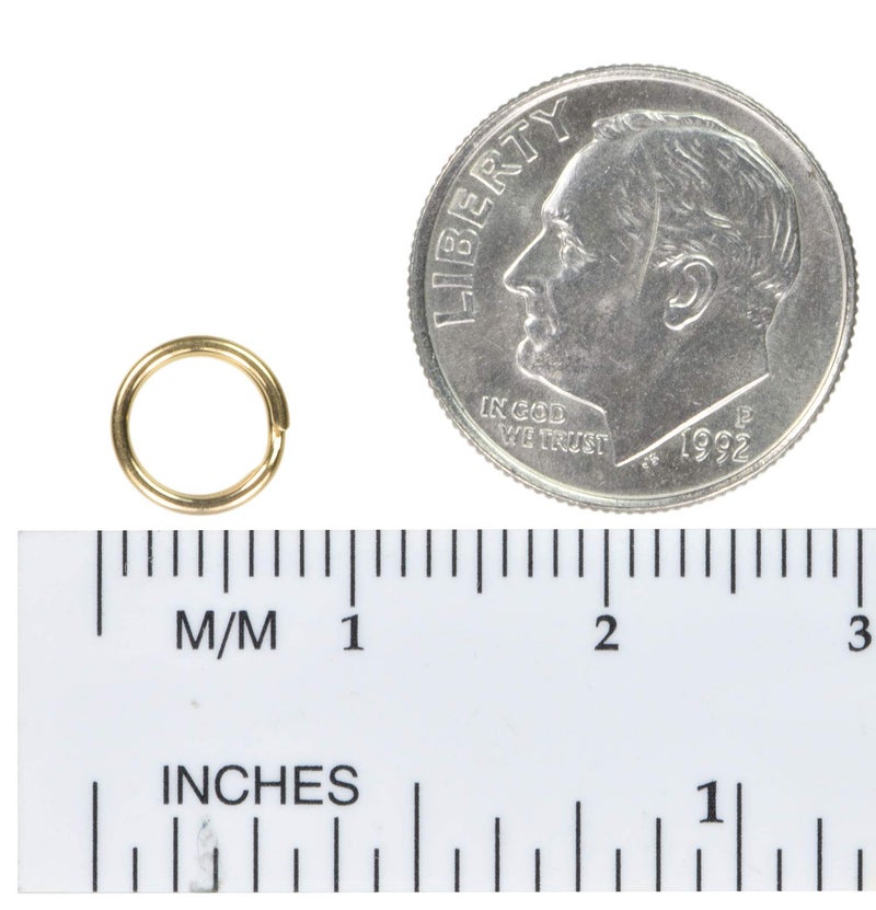 uGems 14K Gold Split Ring, 7mm Solid Round Design, Durable and Secure for Pendants, Charms, Earrings, Chains, and Jewelry Making Double-Turn Spiral, kt-0107 - Image 4